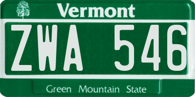 VT license plate ZWA546