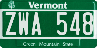 VT license plate ZWA548