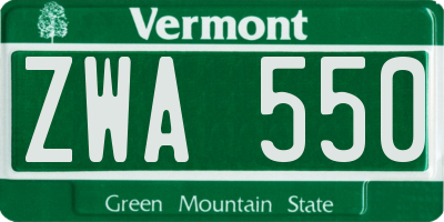 VT license plate ZWA550
