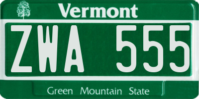 VT license plate ZWA555
