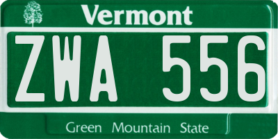 VT license plate ZWA556