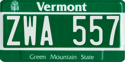 VT license plate ZWA557