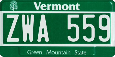 VT license plate ZWA559