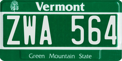 VT license plate ZWA564