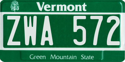 VT license plate ZWA572