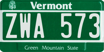 VT license plate ZWA573