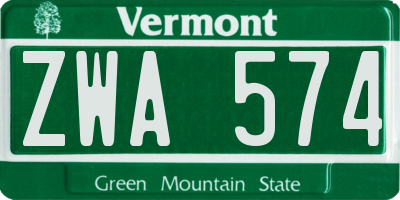 VT license plate ZWA574