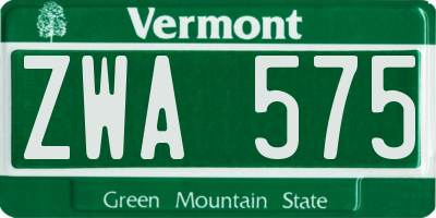 VT license plate ZWA575