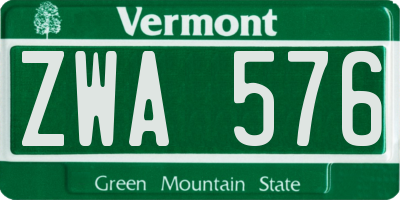 VT license plate ZWA576