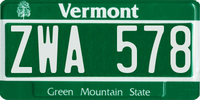 VT license plate ZWA578