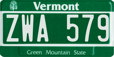 VT license plate ZWA579