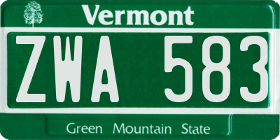 VT license plate ZWA583