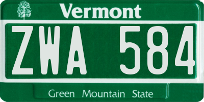 VT license plate ZWA584