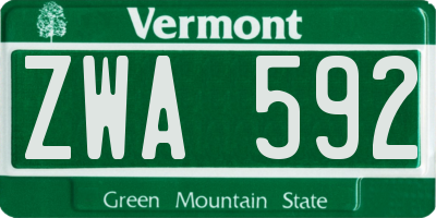 VT license plate ZWA592