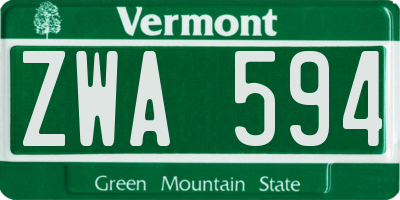 VT license plate ZWA594