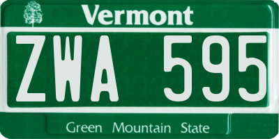 VT license plate ZWA595