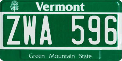 VT license plate ZWA596