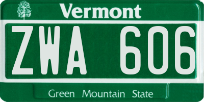 VT license plate ZWA606