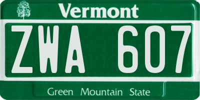 VT license plate ZWA607