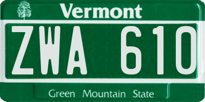 VT license plate ZWA610