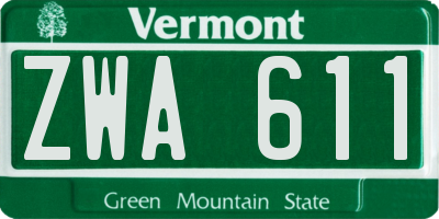VT license plate ZWA611