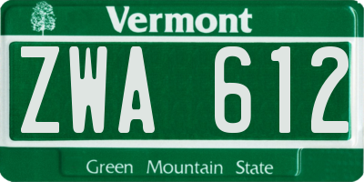 VT license plate ZWA612
