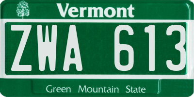 VT license plate ZWA613