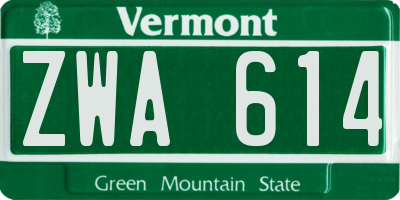 VT license plate ZWA614