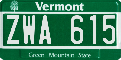 VT license plate ZWA615