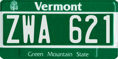 VT license plate ZWA621