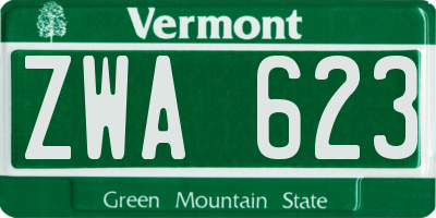 VT license plate ZWA623