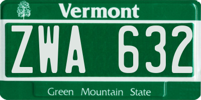 VT license plate ZWA632