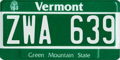 VT license plate ZWA639