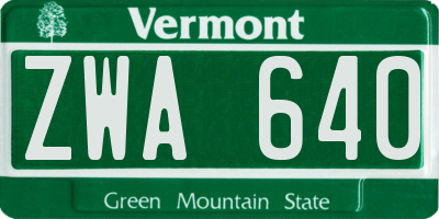 VT license plate ZWA640