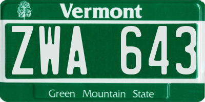 VT license plate ZWA643