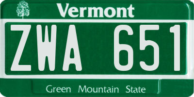 VT license plate ZWA651