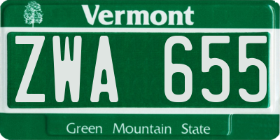 VT license plate ZWA655