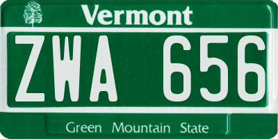 VT license plate ZWA656