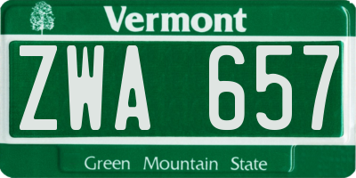 VT license plate ZWA657