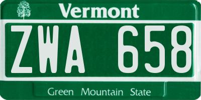 VT license plate ZWA658