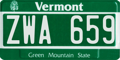 VT license plate ZWA659