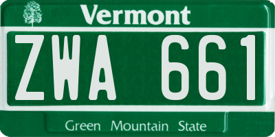 VT license plate ZWA661