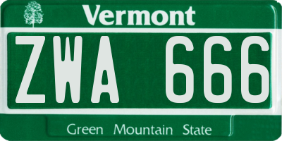 VT license plate ZWA666