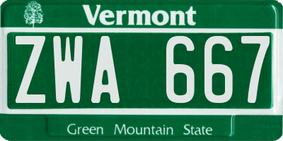 VT license plate ZWA667