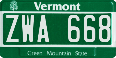 VT license plate ZWA668