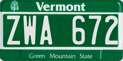 VT license plate ZWA672