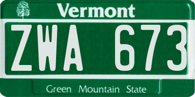 VT license plate ZWA673