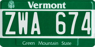 VT license plate ZWA674