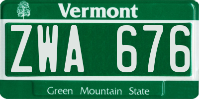 VT license plate ZWA676