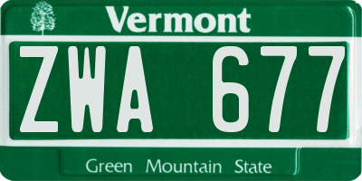 VT license plate ZWA677